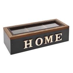 Κουτί Ξύλινο Home Μαύρο/Φυσικό 23x9x7cm - 28977520