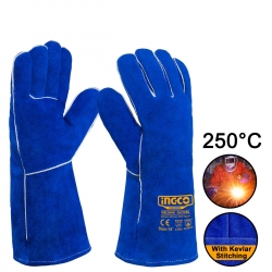 Γάντια Δερμάτινα Μακριά Ηλεκτροσυγκολλητών L-XL 14" 250°C Ingco - HGVW03