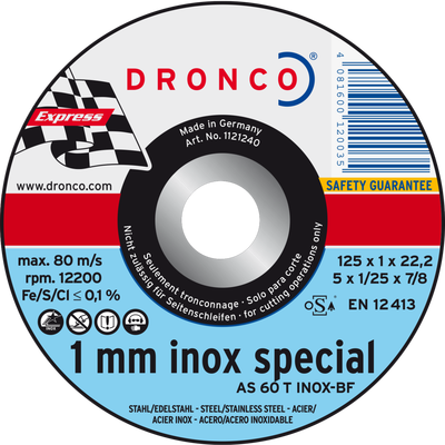 Δίσκος Κοπής Inox special 125x1mm Dronco