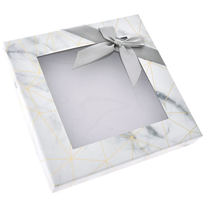 Χάρτινο Γκρι-Λευκό Κουτί Με Παράθυρο 23 x 23 x 4cm - 28969586