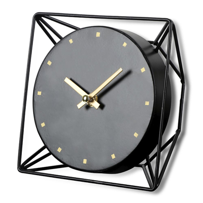Ρολόι Επιτραπέζιο Μεταλλικό Μαύρο 16x16x8cm - 28976539