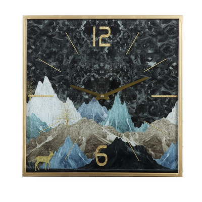Ρολόι Τοίχου Τετράγωνο Σιδερένιο ''Mountain'' 40x40x4cm - 28976548