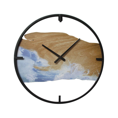 Ρολόι Τοίχου Σιδερένιο Με Τύπωμα Σε Ξύλο ''Waves'' Φ55cm - 28976536