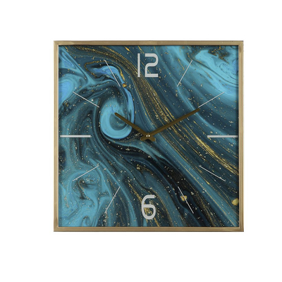 Ρολόι Τοίχου Τετράγωνο Σιδερένιο ''Blue Ocean'' 40x40x4cm - 28976549