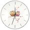 Ρολόι Τοίχου Γυάλινο Λευκό Με Κουκουβάγιες Φ30cm